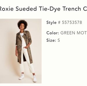 NWT Anthropologie Roxie Sueded Tie-Dye Trench Coat